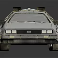 Silver Retro Futuristic Car With Flux Capacitor Inspired Roof Design Shiny Exterior And Reflective Surface