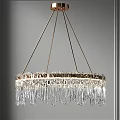 Round Crystal Chandelier With Hanging Crystal Drops And Metallic Frame For Modern Decor