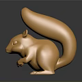 Golden Squirrel Sculpture with Shiny Surface and Clear Reflection on Dark Background 3d model