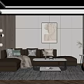 Modern Home Living Room Sofa Coffee Table Combination Lazy Sofa Floor Lamp 3d model