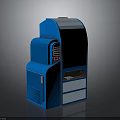 Modern Blue Electronic Appliance with Curved Design Control Panel and Storage Compartment 3d model