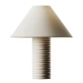 Minimalist Table Lamp With Conical Beige Shade And Ribbed White Column 3d model