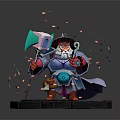 Orc Wizard Character Wielding Glowing Staff On Circular Magical Platform With Particles 3d model