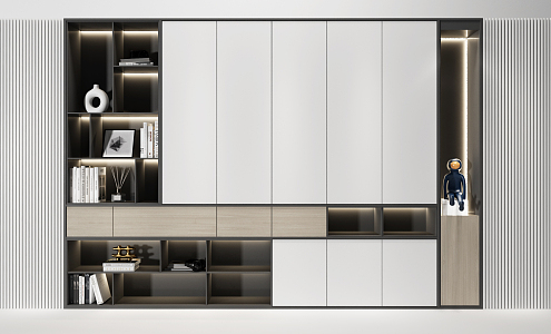 Modern bookcase multi-functional decorative cabinet combination 3d model