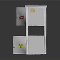 Metal Safety Storage Cabinet With Open Doors And Red Yellow Warning Labels