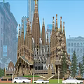 Sagrada Família Ancient Architecture With Tall Spires Intricate Carvings And Gothic Details