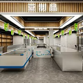 Modern Supermarket Department Store Braised Products Area With Wooden Decor And Lighting Strips