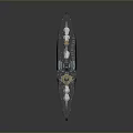 3D Model Warship Military Design With Black Yellow Hull And Detailed Turrets