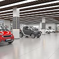 Car Dealership Showroom With Display Of Cars And Spacious Interior