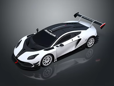 White Racing Car With Black Roof Rear Wing Streamlined Design And Sporty Wheels 3d model