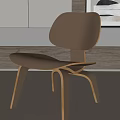 Modern Walnut Leisure Chair With Curved Backrest And Wooden Frame In Minimalist Interior