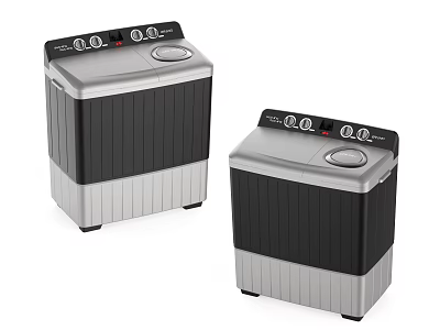 Modern Twin Tub Washing Machines With Black And Silver Stylish Design 3d model