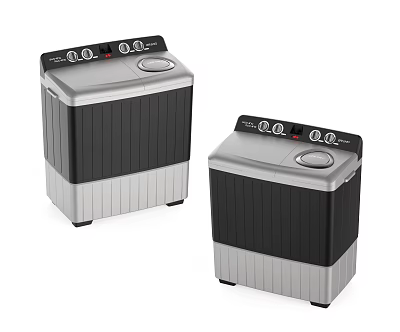 Modern Twin Tub Washing Machines With Black And Silver Stylish Design 3d model