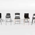 Modern Bar Stools With Leather Seats And Metal Frames In Various Styles 3d model