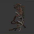 Rusty Metal Sculpture With Twisted Legs Intricate Design And Abstract Structure