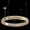Modern Circular Crystal Chandelier With Gold Frame And Hanging Design Elements 3d model