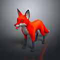 Red Fox 3D Model Standing With Orange Fur White Underbelly Black Legs And Open Mouth