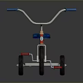 Vibrant Tricycle Design With Blue Seat Red Frame White Handlebars And Black Wheels