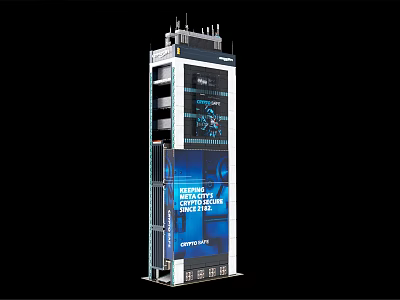 Future Architecture Modern Tall Building With Glass Facade And Digital Displays 3d model