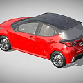 Red Toyota Hatchback With Black Roof UK License Plate And Alloy Wheels