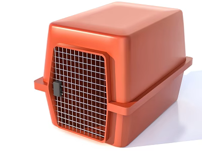 Orange Plastic Pet Carrier With Wire Door And Handle Design 3d model