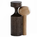 Wooden Side Table with Dark and Light Wood Tones Unique Cylindrical and Spherical Structure Design