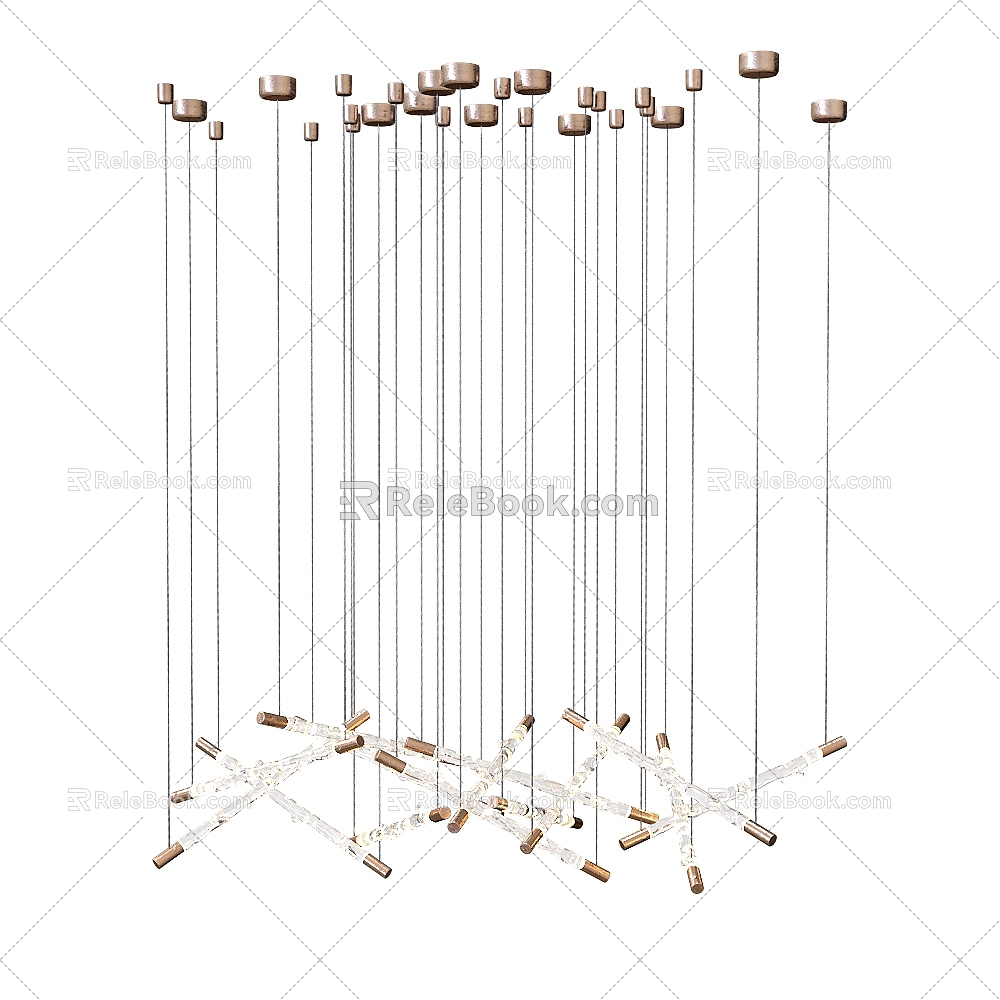 Modern Multi-Head Meteor Chandelier 3d model