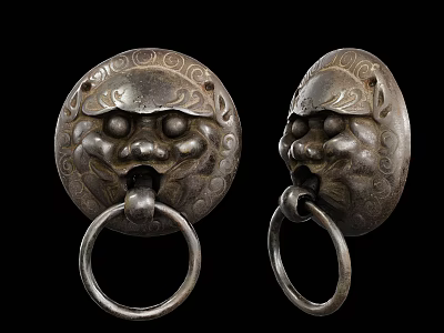 Vintage Metal Hardware Tools Lion Head Door Knockers With Ornate Design 3d model