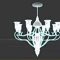 Classic Ornate Brass Chandelier With Multi Arm Design And White Glass Shades
