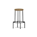 Simple Design Bar Stool With Wooden Seat And Black Metal Frame For Kitchen Bar Use