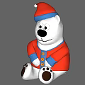 Cute Polar Bear Stuffed Toy In Red Coat With Blue Buttons And Red Hat