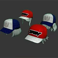 Red White Blue Baseball Caps With State Shape And Emblem Design