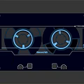 Synthwave Blue Cassette Tape With Glowing Rings Retro Musical Instrument Accessory Reflective Surface