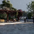 Scenic Park Landscape With Lush Greenery Golden Trees Scenic Pathways And People Walking