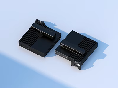 Modern Two Black Gaming Consoles With Game Controller For Home Entertainment Use 3d model