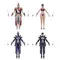 Game and Movie Characters with Swords Wearing Different Armor Outfits