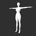 White Full Body Woman Mannequin with Arms Outstretched on Black Background