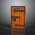 Rustic Brown Wooden Main Door With Metal Hinges And Decorative Lock Design
