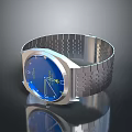 Stylish Blue Dial Watch With Silver Metal Strap And Modern Design