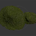 Mossy Green Terrain Scene Component With Natural Textured Surface And Irregular Shape