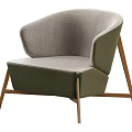 Modern Accent Chair With Light Gray Dark Green Upholstery And Wooden Legs