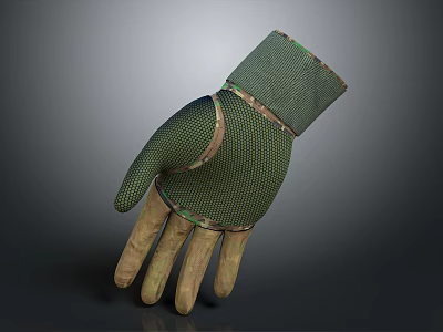 Weapon Tactical Protective Glove With Green Mesh Brown Fingers And Leather Wrist Strap 3d model