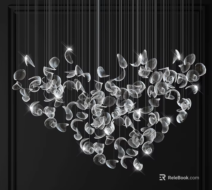 Luxurious Modern Crystal Chandelier With Transparent Hanging Pendants And Sparkling Design 3d model 