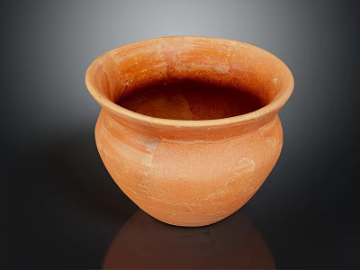 Traditional Handcrafted Terracotta Pot with Textured Surface and Rustic Artisanal Design 3d model