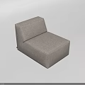 Light Gray Fabric Single Sofa With Modern Minimalist Square Design 3d model