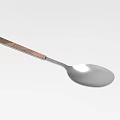Stainless Steel Kitchen Spoon With Silver Head And Wooden Handle For Cooking