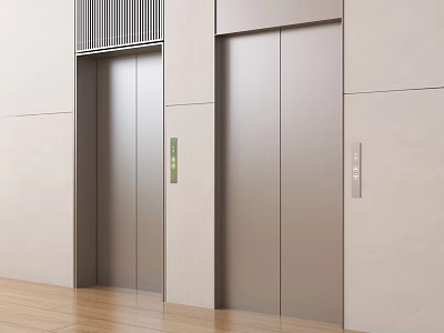 Modern Elevator Design With Metal Doors Control Panel And Light Colored Walls 3d model
