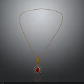 Fashionable Gold Necklace With Red Gemstone Pendant And Sparkling White Diamond Accents