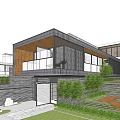 Modern Detached Villa Community With Garden Swimming Pool And Green Landscaping