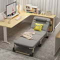 Modern Single Bed With SpongeBob Pillow And Blanket In Study Room Setup 3d model